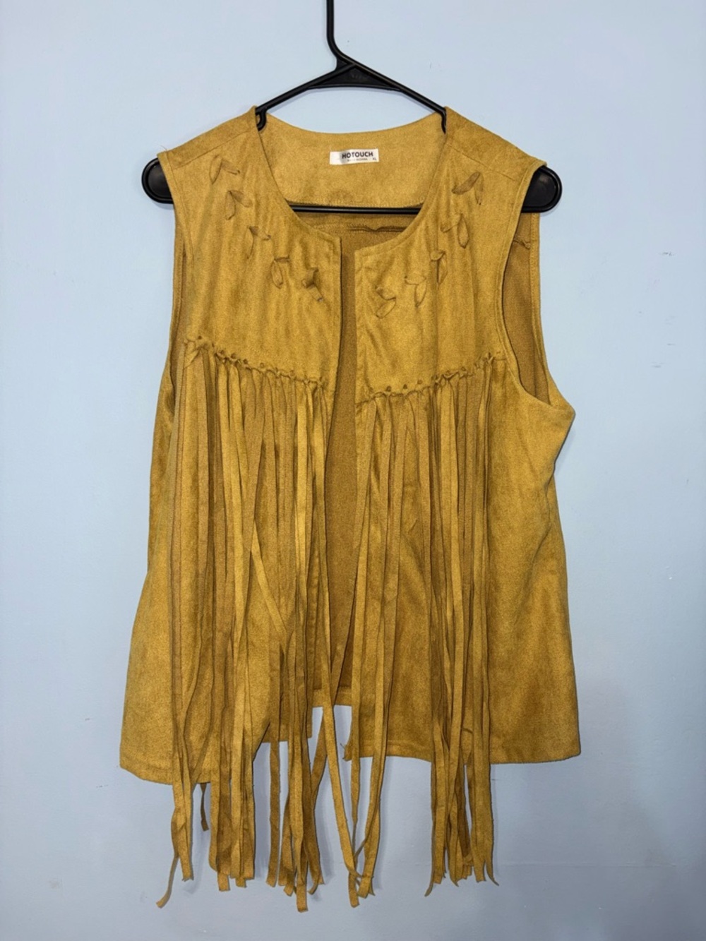 Women's XL Mustard Brown Fringe western boho festival costume hippie Vest